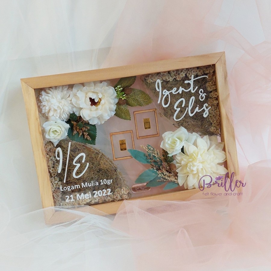 Mahar Frame Pernikahan Rustic/Bingkai Mahar Logam Mulia - Gemma - Standard