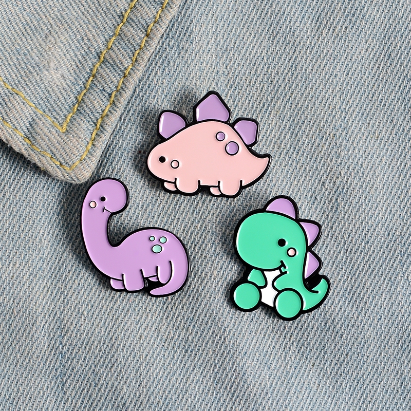 Bros Pin Enamel Bentuk Dinosaurus Jurassic Warna Pink Untuk Anak