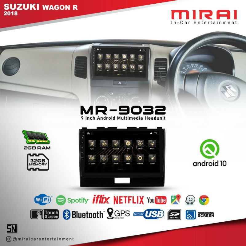 Head unit oem suzuki wagon r - tv android suzuki wagon r - tv android mirai mr9032 9 inch
