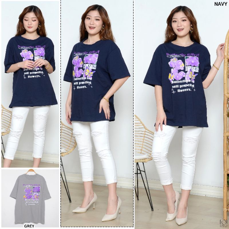 KAOS OVERSIZED WANITA MOTIF BUTTERFLY OVERSIZED T SHIRT WANITA JUMBO TEE KUPU KUPU