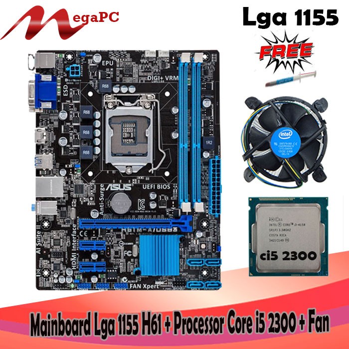 Mainboard Lga 1155 H61 DDR3 + Core i5 2300 + Fan