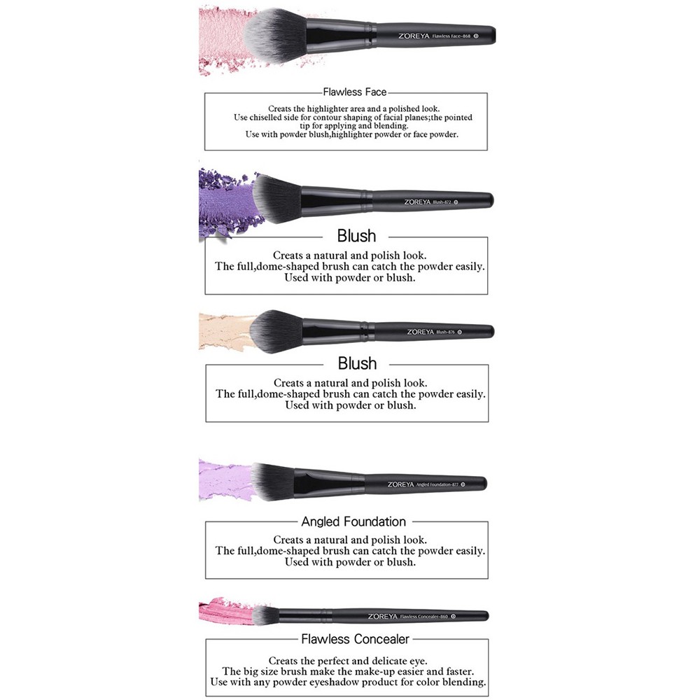 Premium Brush Make Up 15 Set dengan Pouch - ZZ15 - Black