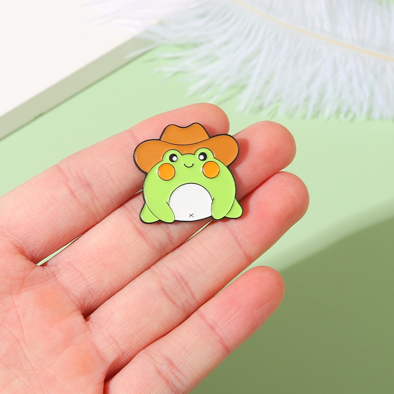 Bros Pin Enamel Bentuk Kartun Hewan Katak Untuk Hadiah Teman