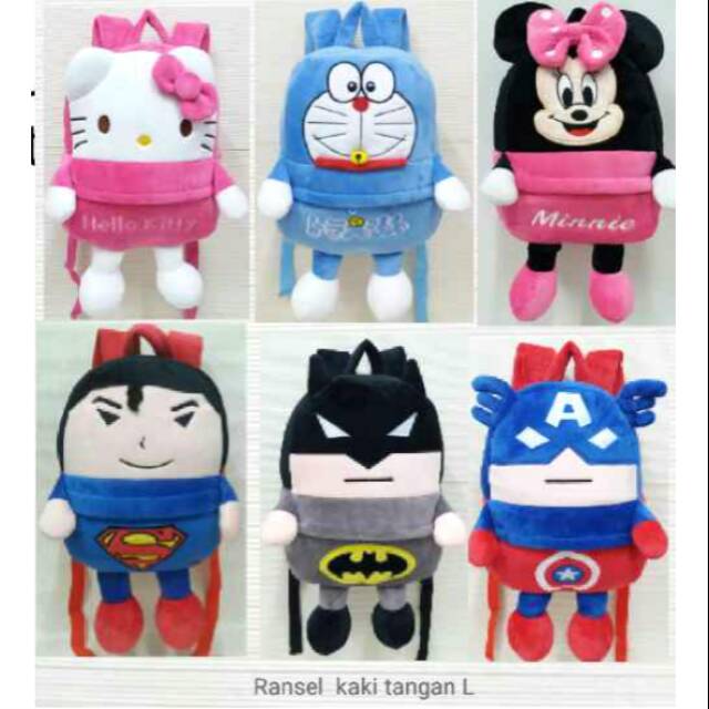 Tas ransel besar uk.40cm untuk sekolah sd smp sma hello Kitty Doraemon minnie superman batman kapten