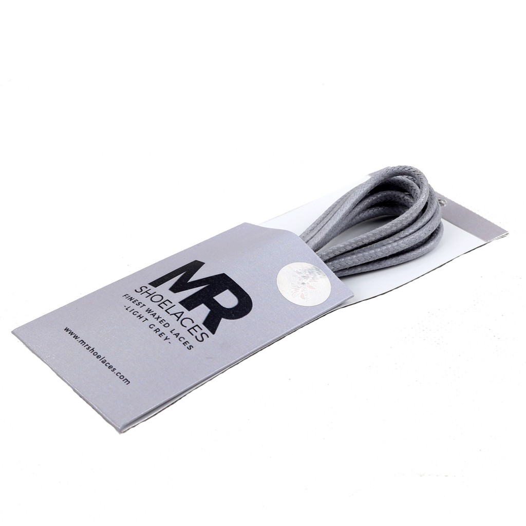 MR Shoelaces RD15 Light Gray (Abu Muda) Tali Sepatu Lilin 2-3mm Bulat Round 50cm 60cm 70cm 80cm 90cm 100cm 120cm 150cm (Waxed Laces) - Premium Shoelace