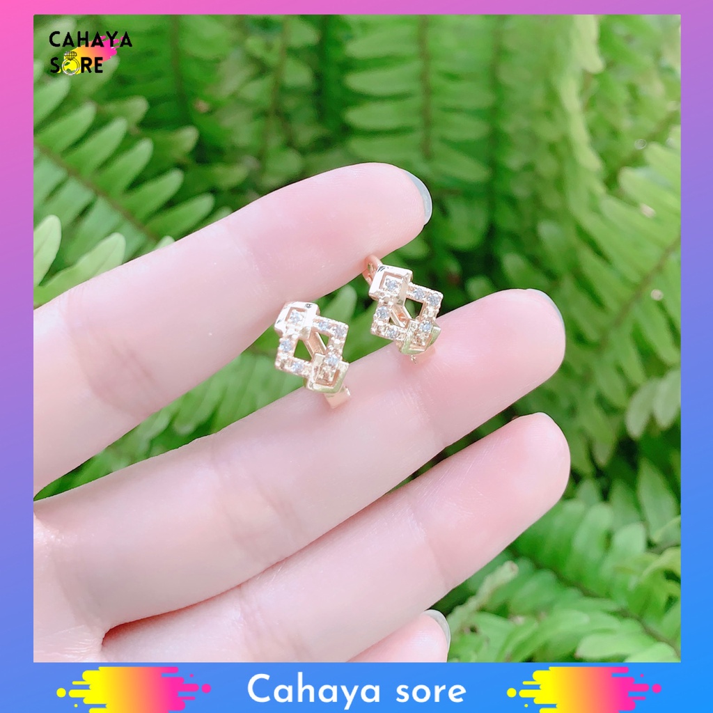 Anting Xuping Gold Anting Dewasa Model Clip Permata Satu Jurai AD20