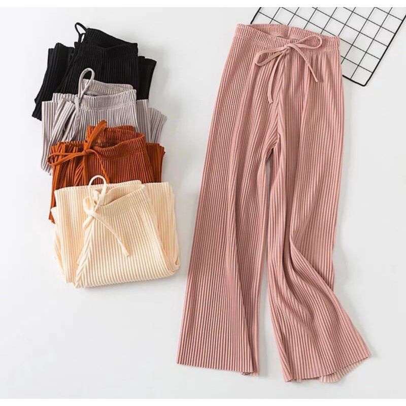 Celana Kulot Plisket Lidi / Kulot Lidi Plisket / Celana Panjang Perempuan / stick culottes / stick pants / long pants