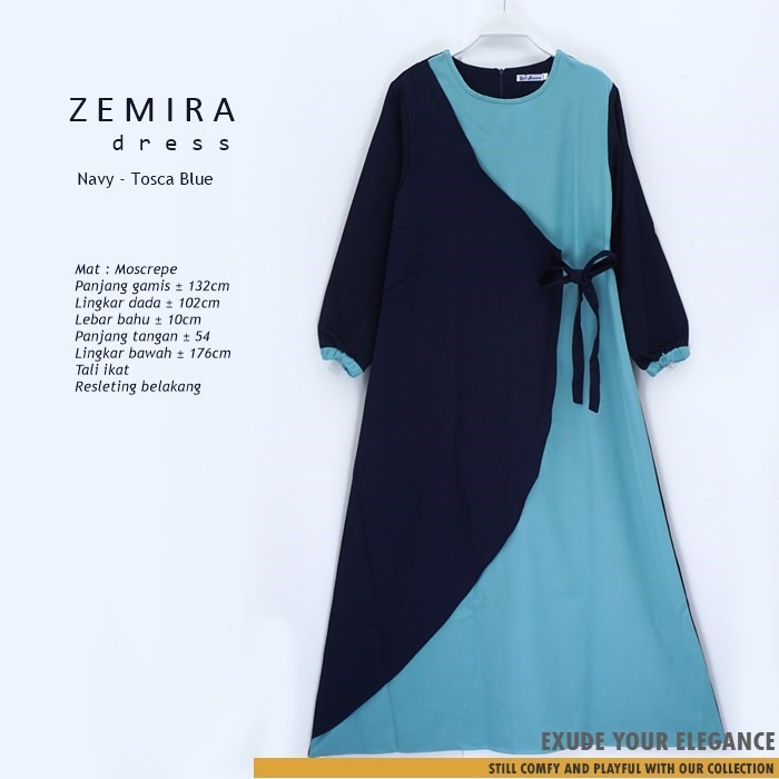 ZEMIRA DRESS / longdress - gamis fashion muslimah bahan moscrepe