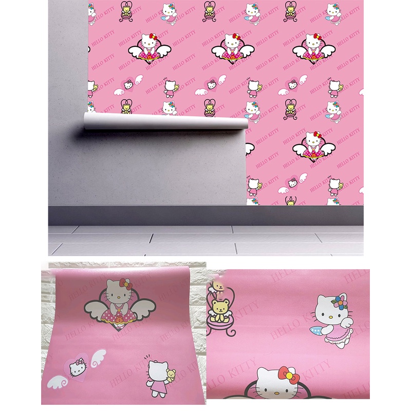 Wallpaper Stiker Dinding Kamar Tidur Wallstiker 45cm x 8m Stiker Dinding Anak Motif Karakter Wallpaper Dinding Anak Aesthetic Pink