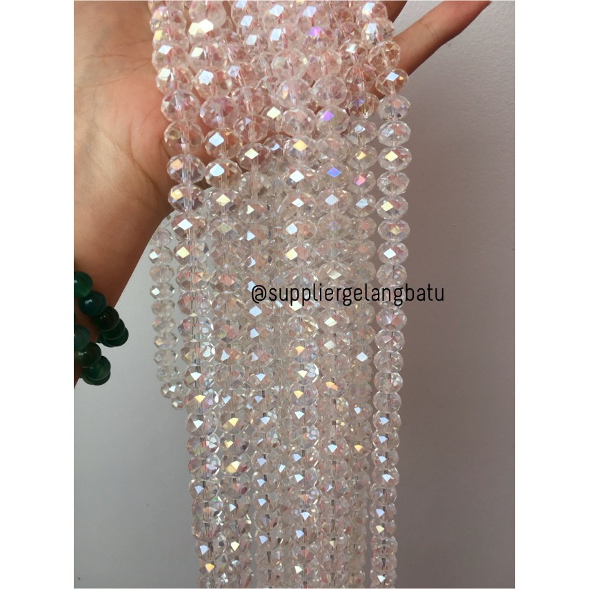 Crystal Ceko kilap 12mm WHITE QUARTZ putih bening kerajinan craft umkm aksesoris pria wanita kilap