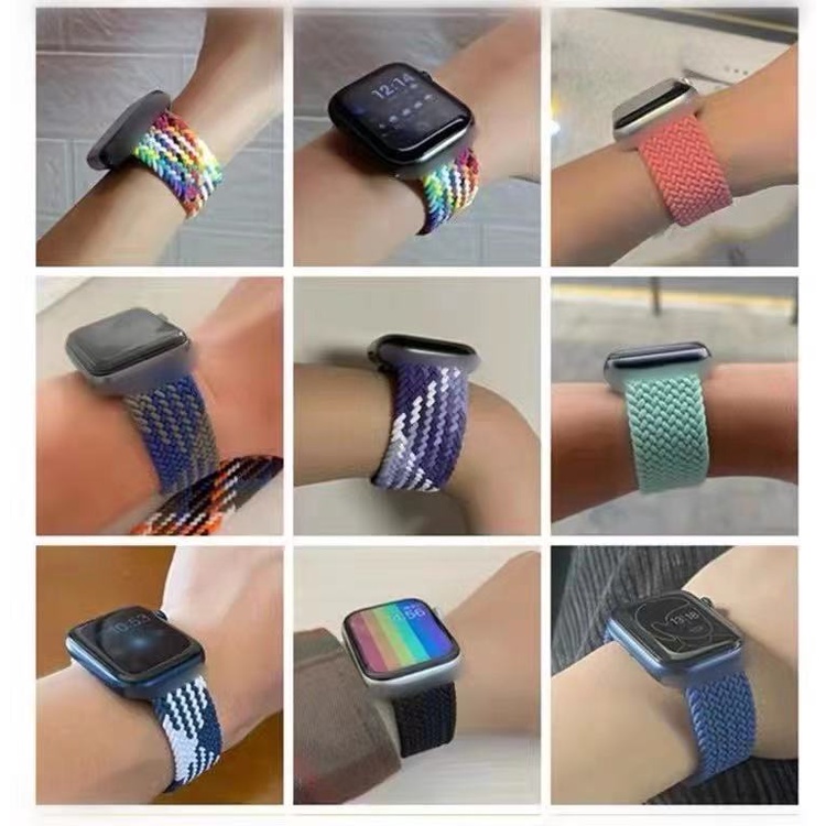 Solo Braided Loop Strap Nylon Elastic Aple Watch 6 5 4  3 2 1 iWatch 44 40 42 38mm，bisa SERIES7/SERIES 6 HW18/19/HW22/DT100PRO/DT100PRO+/DT7/DT7+/Z36