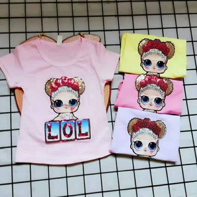 Grosir (3 pcs) kaos led anak 2-6 tahun import - lol f