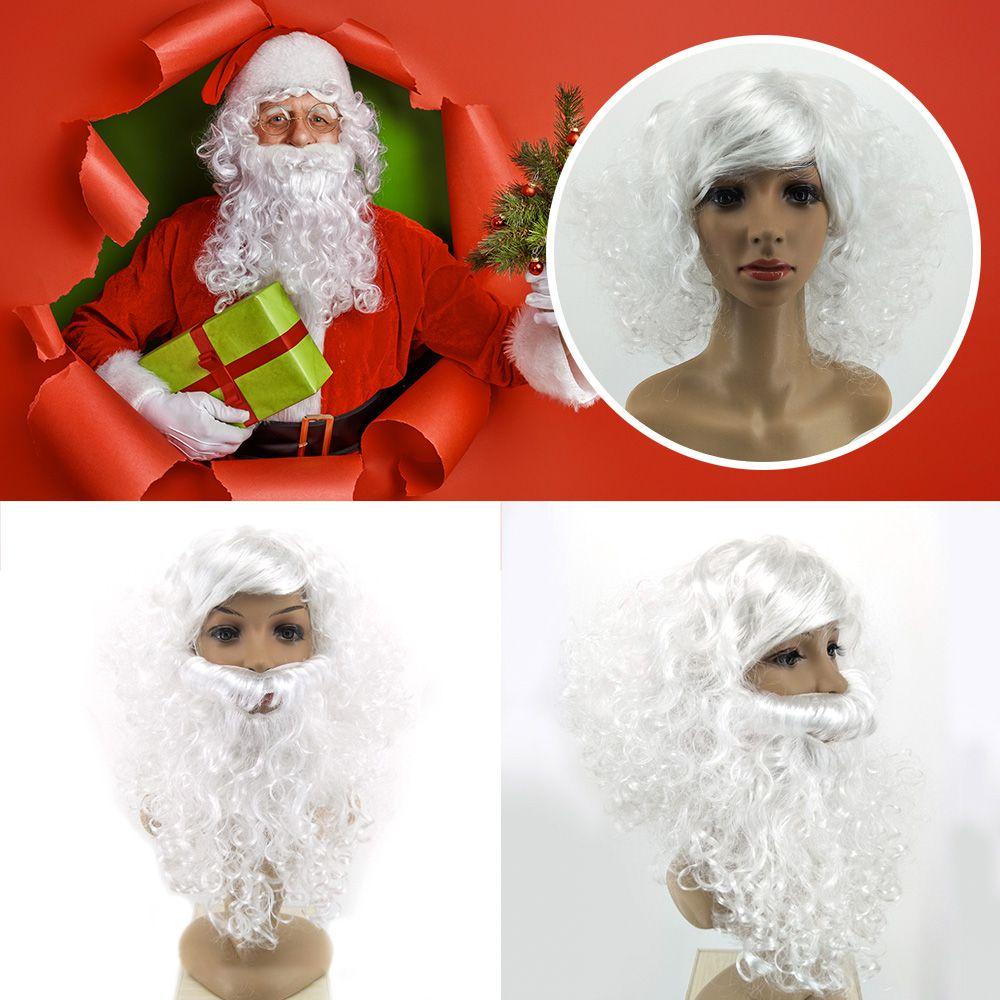 R-flower Santa Wig Masquerade Rambut Pendek Full Wig Rambut Palsu Jenggot