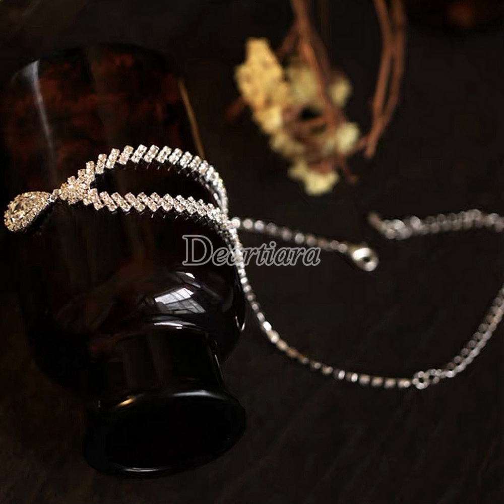 Water Drop Necklace Clavicle Chain Delicate Claw Chain Necklace and Earring Set