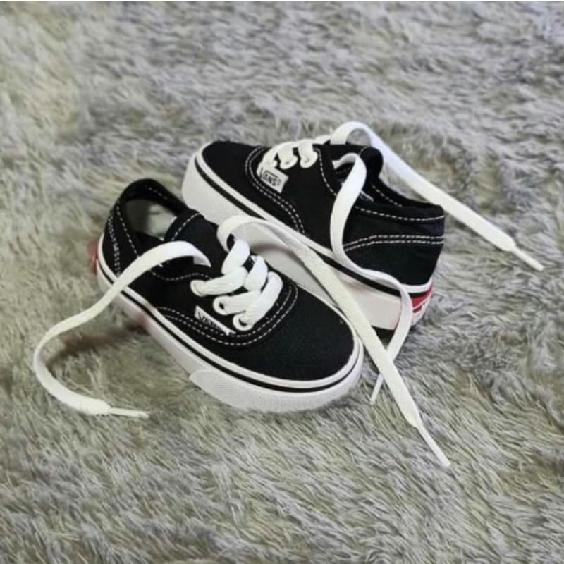 SEPATU ANAK LAKI &amp; PEREMPUAN / VANS ANAK AUTHENTIC HITAM PUTIH  MODEL TALI MURAH
