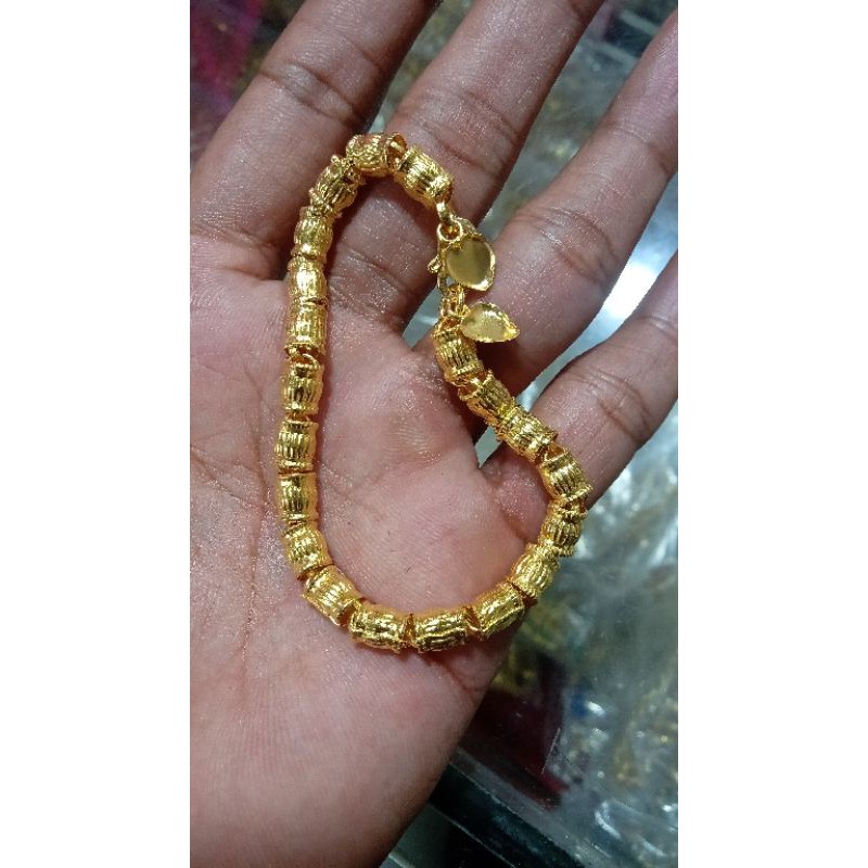 gelang dewasa motif Gucci bahan dasar emas muda kadar rendah berat 3,5gram