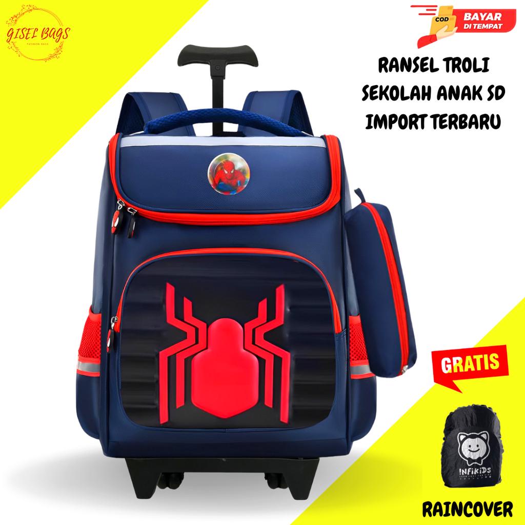 GSB Tas Troli Anak Laki Laki Karakter Batman Gratis Bonus - Ransel Anak Laki-laki - Ransel Troli Anak SD