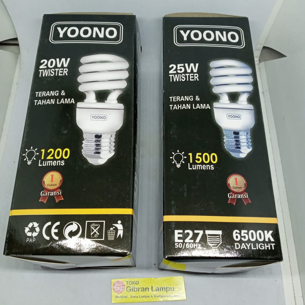 Lampu Hemat Energi (LHE) Yoono Twister - Bohlam Lampu Ulir Spiral Tornado CFL