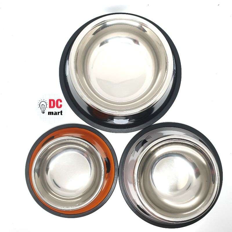 Piring Makan Hewan STAINLESS WARNA WARNI ukuran S-L / Dog Bowl / Tempat Makan Kucing Anjing