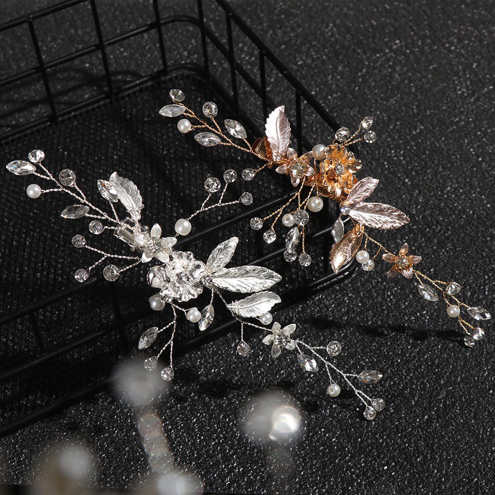 Hairpin Flower Design Crystal Rhinestone Alloy Material For Bridal