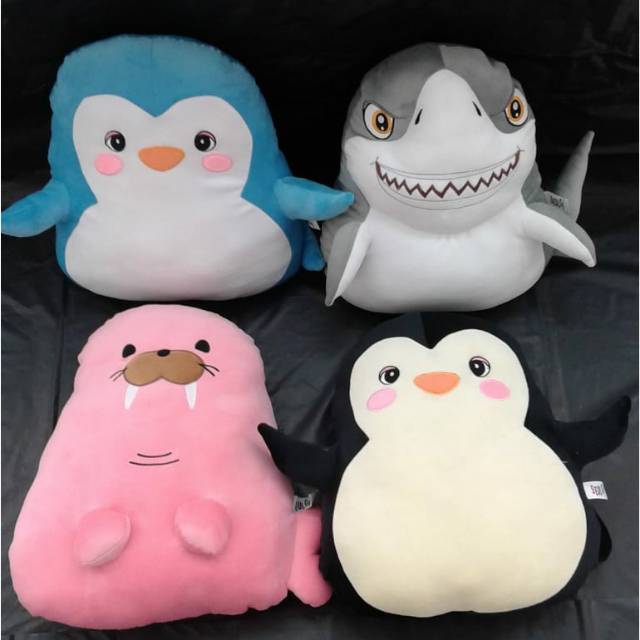Hanya d shopee mainan anak boneka bantal hewan binatang laut pinguin hiu anjing laut empuk halus SNI