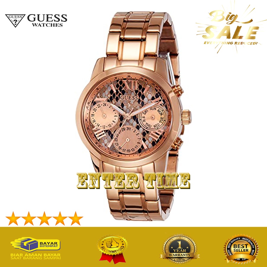 FLASH SALE  JAM TANGAN WANITA MEWAH MERK GUESS W0448L9 STAINLESS JAM TANGAN HADIAH TERBARU BEST EDIS