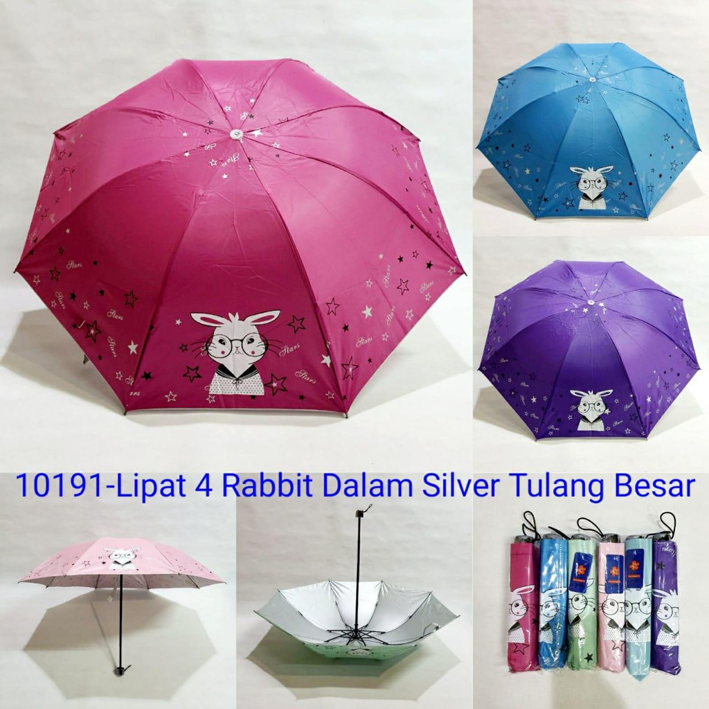 PAYUNG LIPAT MOTIF RABBIT DALAM SILVER SAKURA 10191