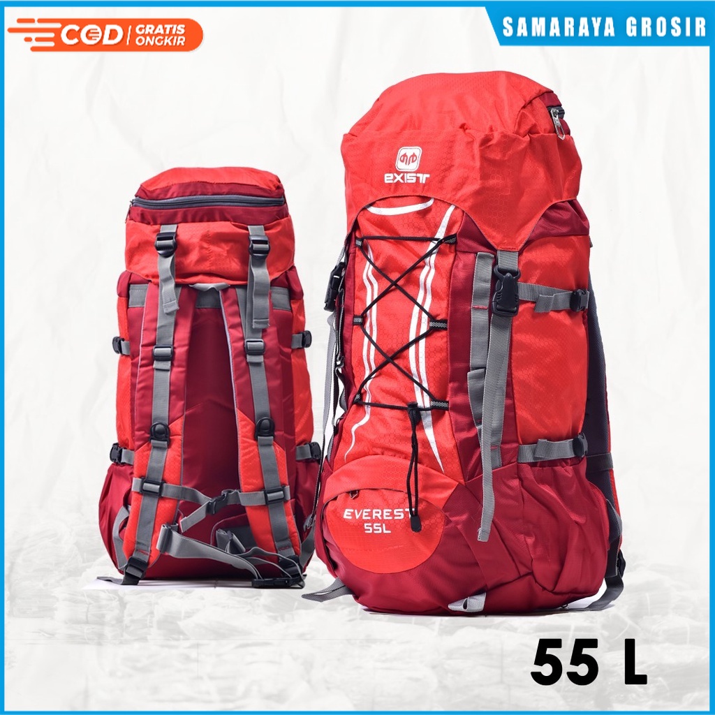 Tas gunung carrier murah 55 Liter outdoor / hiking / camping - tas outdoor pria murah - tas semi gun