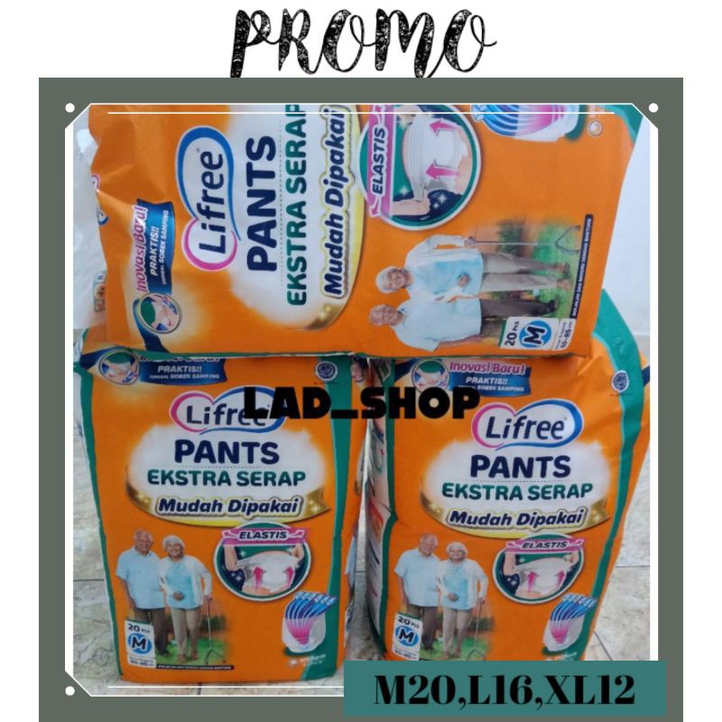 LIFREE PANTS EXTRA SERAP POPOK DEWASA M20/L16/XL12/XXL10 (NEW)