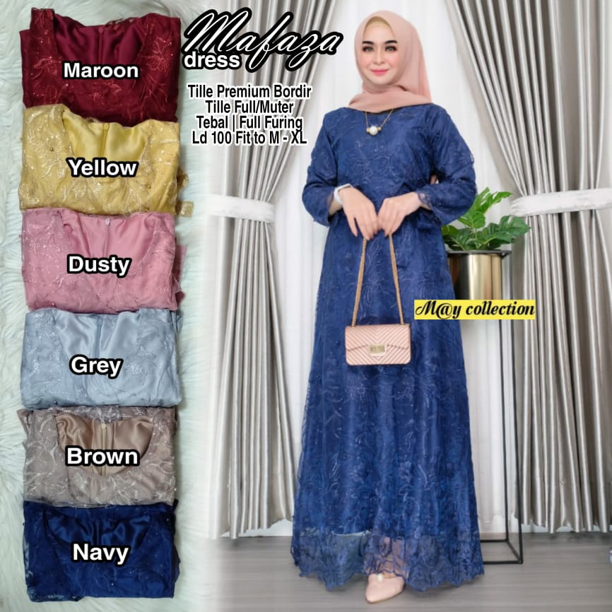 Mafaza Dress Brukat Tile / Gamis Kebaya Brukat Modern / Dress Muslim / Kebaya Modern / Gamis Brukat 