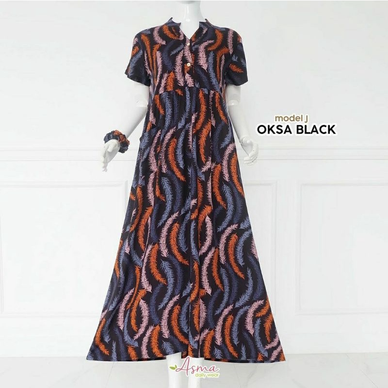 MODEL J OKSA BLACK Homedress Daster Asma daily wear Asma dailywear Asmadailywear