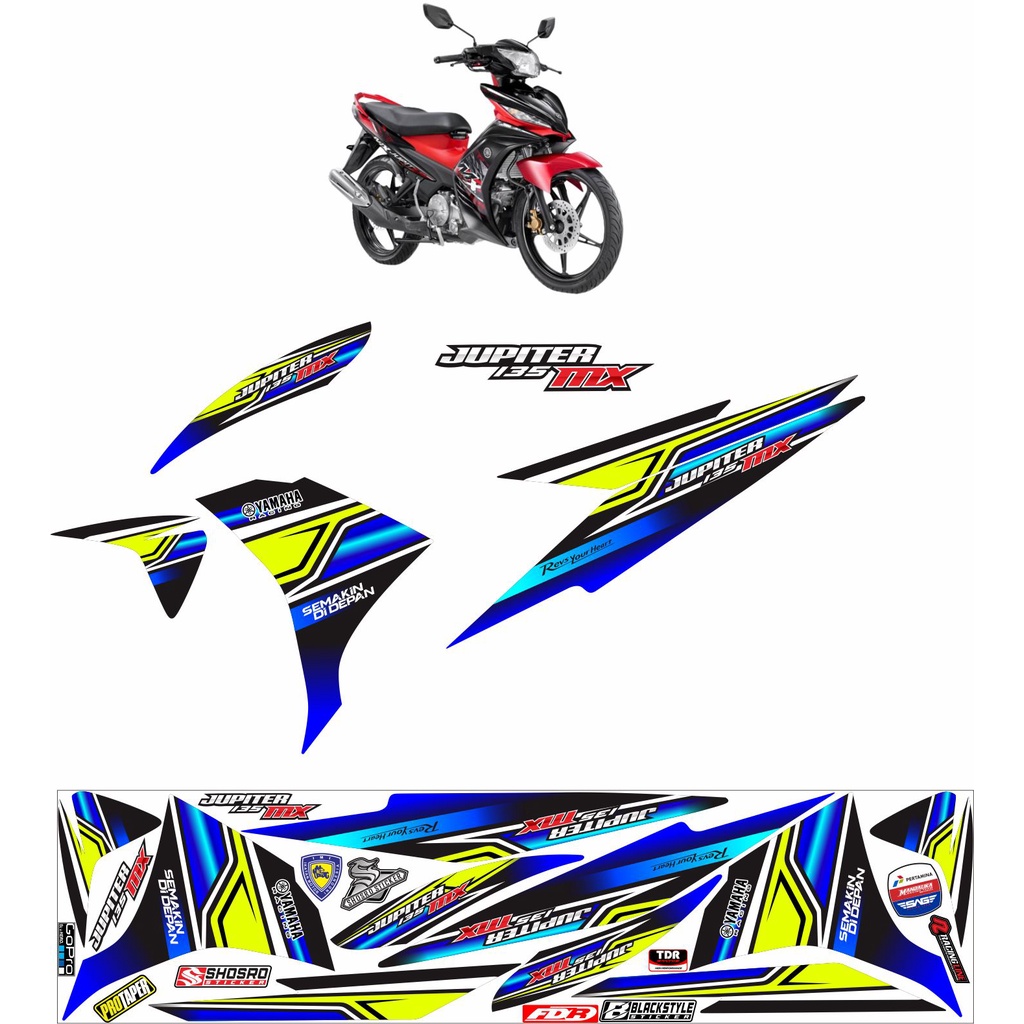 POLET LIS STIKER COD-STRIPING CUSTOM MOTOR YAMAH JUPITER MX NEW 135 MOTIF RACING SIMPLE/STICKER VARI