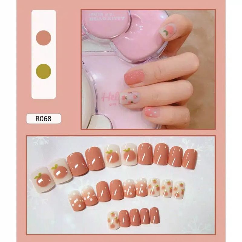 (24 pcs) Kuku Palsu 3d / Fake Nail Art dan Lem