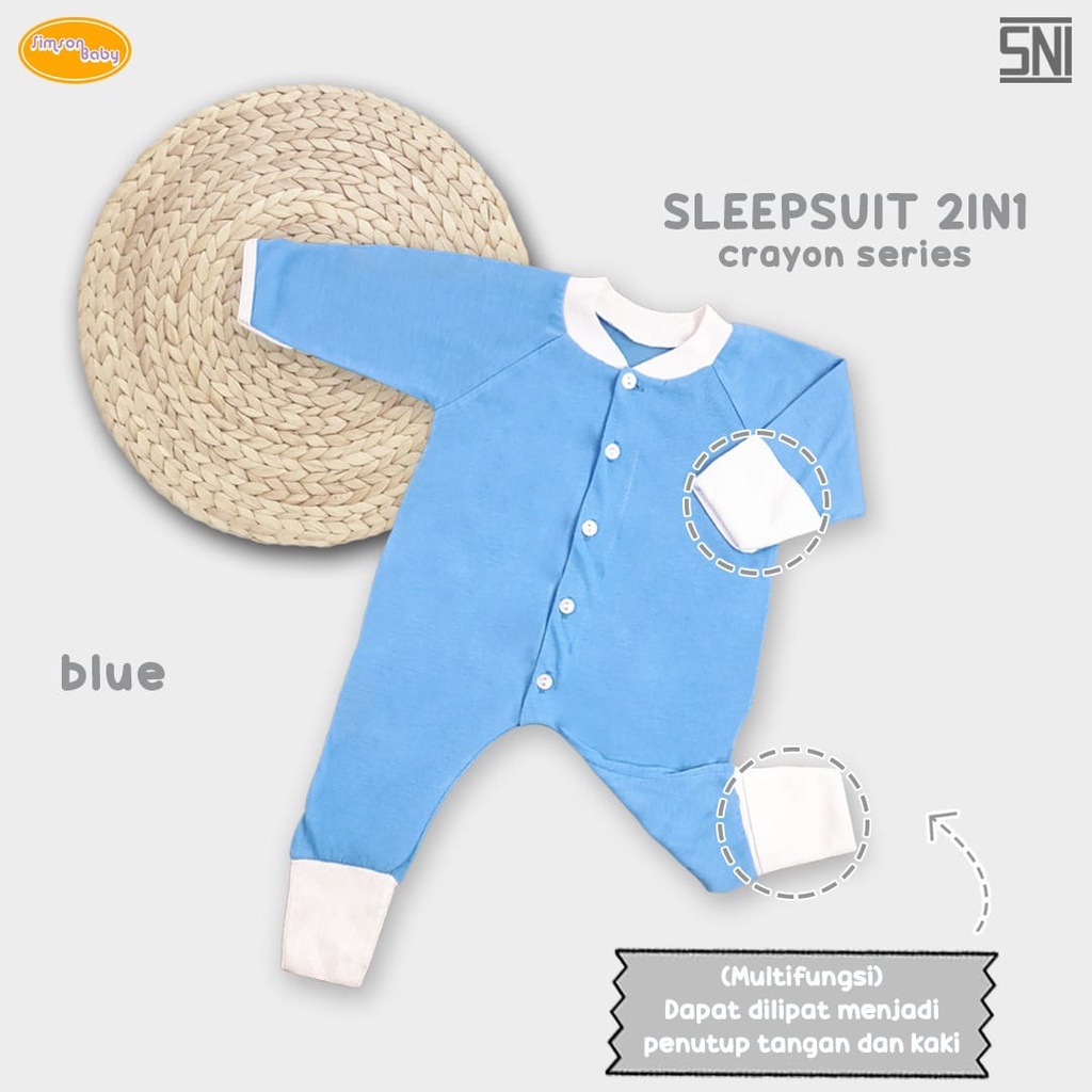 SIMSON BY ARUCHI SLEAPWEAR 2IN1SERIES CRAYON SLEEPSUIT ANAK UNISEX 0 - 9 BULAN