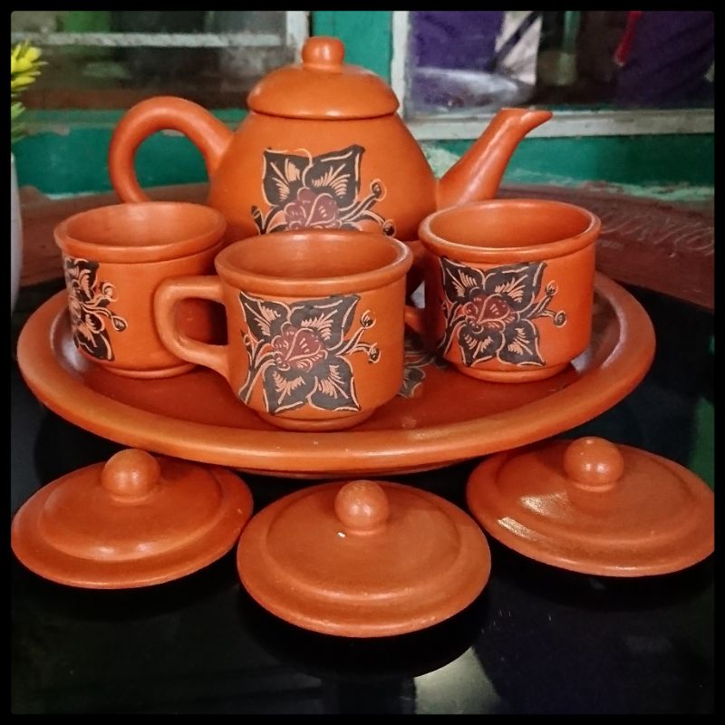 Poci tanah liat set 31 Teko Tanah liat khas Tegal