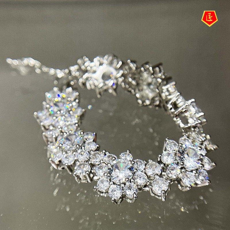 [Ready Stock]S925 Silver Diamond Sunflower Bracelet Luxury