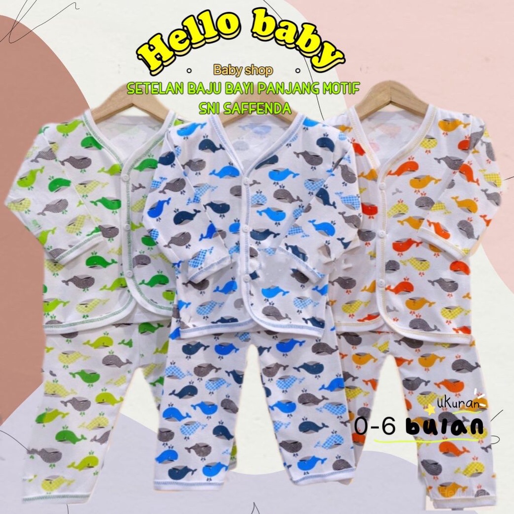 SETELAN BAJU BAYI PANJANG MOTIF 0 - 6 BULAN SNI SAFFENDA