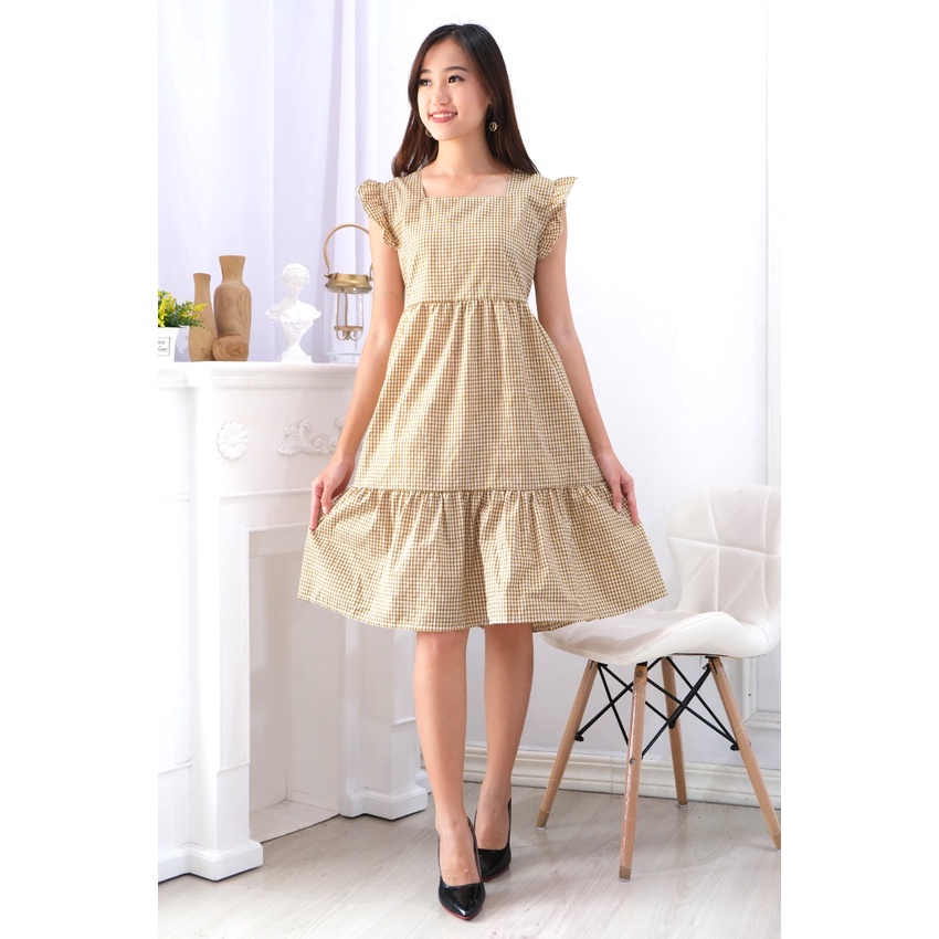 Toply Shop CASUAL DRESS WANITA KARYL RUFFLE TIED MIDI SQUARE