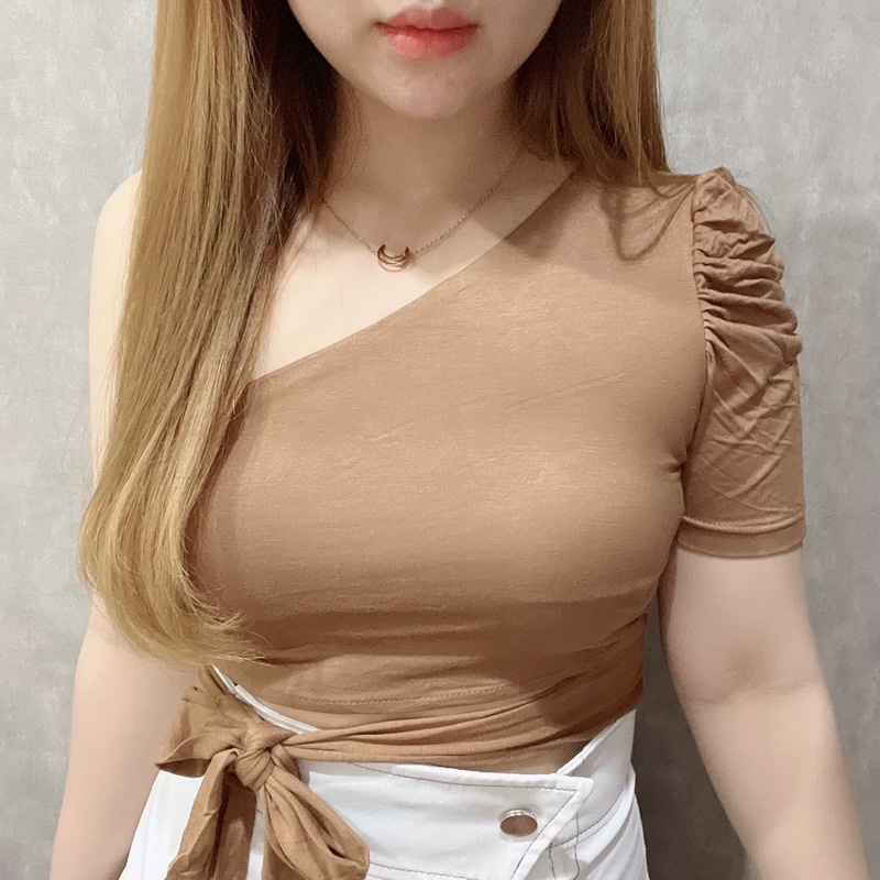 One Sleeve Tie Top | Atasan Wanita Korean Fashion | Maimon Grosir