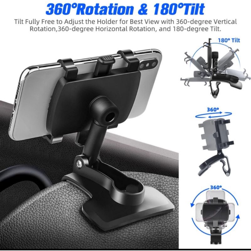 Phone Holder Mobil Dudukan Handphone Hp Car stand Dasboard Jepit Universal GPS Holding Kaca Spion Meja Standing