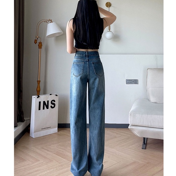 ✅COD New celana jeans panjang wanita high waist kulot korean style impor longgar