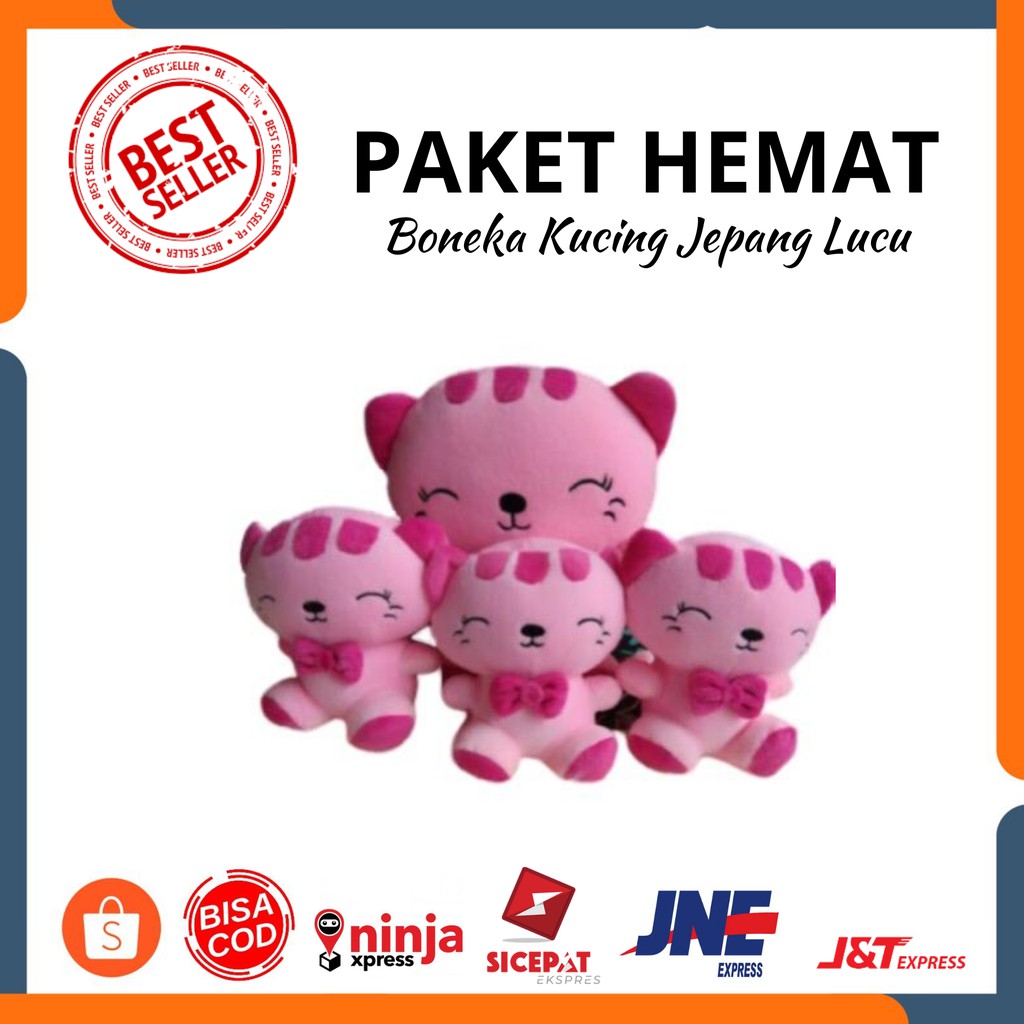 [BISA COD] BONEKA KUCING BERANAK 3 INDUK 45CM