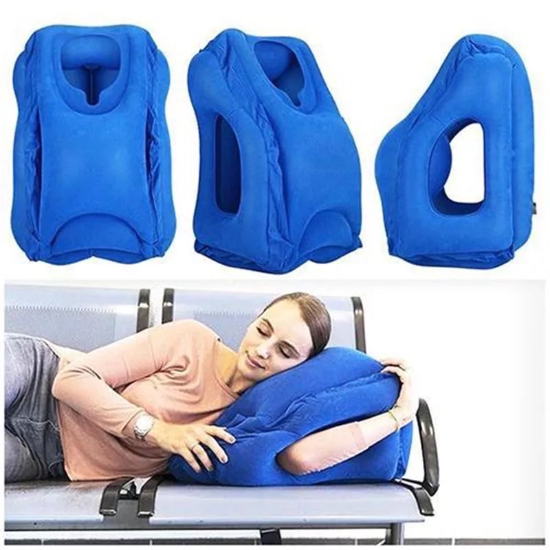 Inflatable Air Cushion Neck Support Pillow Travel Camping Nap - Bantal