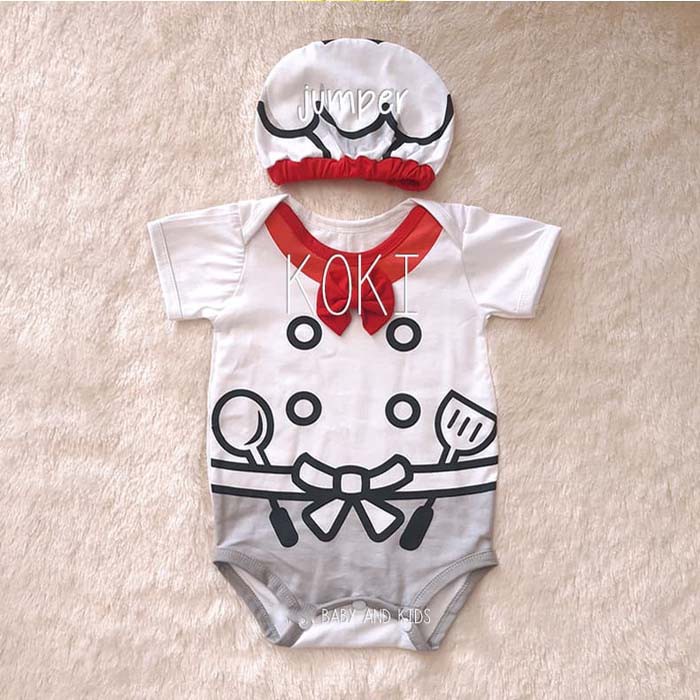 Jumper Bayi Lucu Jumper Kostum Profesi Bayi Karakter Koki Baby Chef