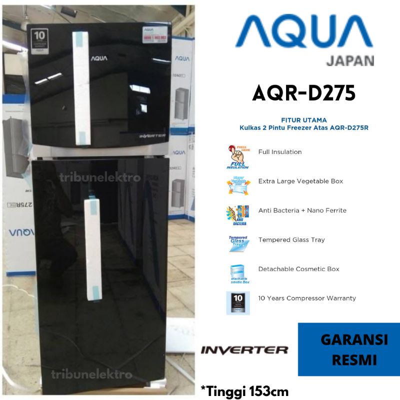 Kulkas Aqua 2 Pintu (ASI ROOM/COSMETIC BOX) AQR-D275R Toko Elektronik Tegal Brebes Pemalang Bumiayu