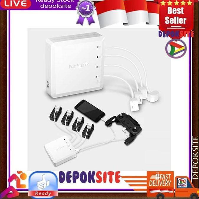 DJI Spark 6in1 Battery Remote Charger Baterai Hub Parallel Dual USB {TERPERCAYA Kode 578