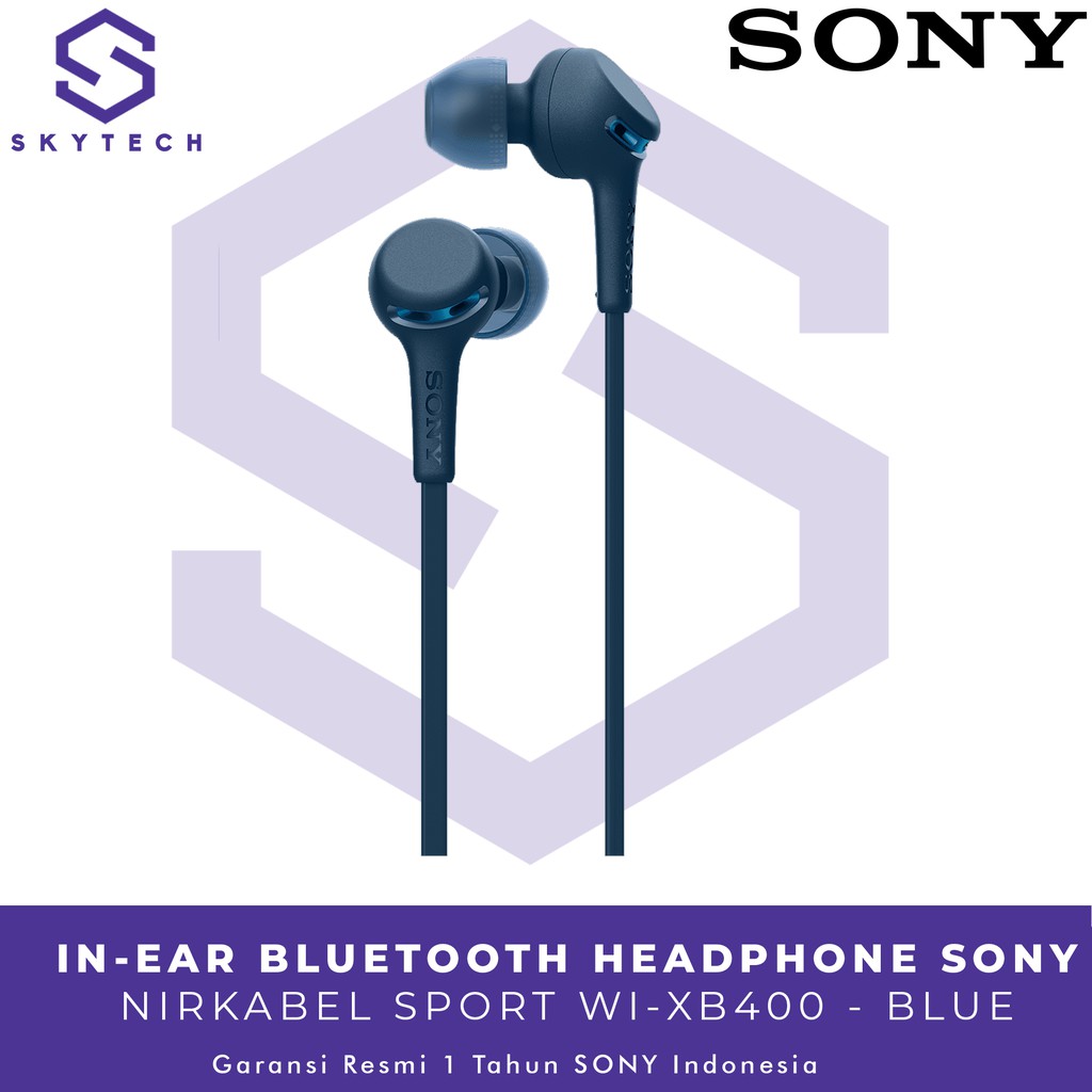 EARPHONE BLUETOOTH SONY WI XB400 BLUE ORIGINAL GARANSI RESMI