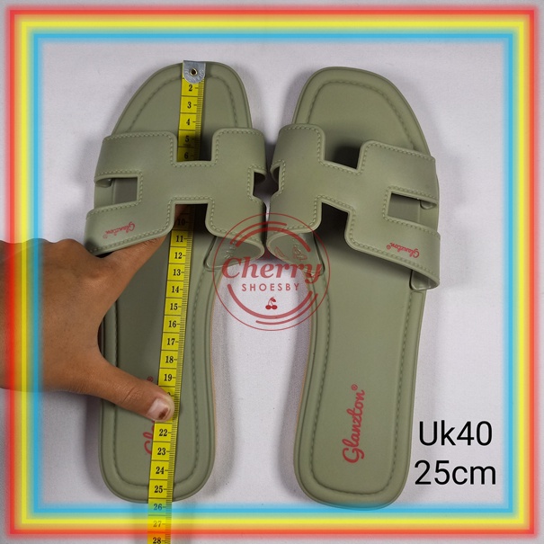 L1838JPS Sandal Selop Glanzton Wanita Karet Model H Sendal Slop Glanzton Cewek Jelly Murah Kekinian