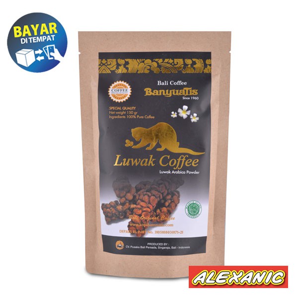 ALEXANIC Kopi Bali Banyuatis Luwak Arabica Powder 150 gr Kopi Bali Luwak Pure Murni 100%