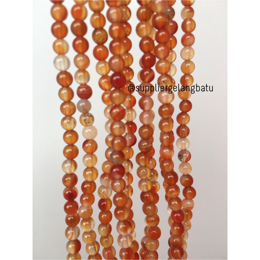 Carnelian Putih Orange Natural Stone Batu Perhiasan Fashion 4mm Akik Craft Serat Bahan Aksesoris